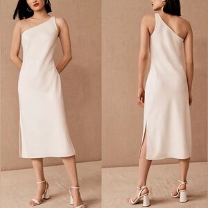 NWT Sachin & Babi Audrie Midi One Shoulder Satin Ivory Dress *flawed* - Size 4